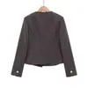 Chaqueta de Traje Transfronteriza Europea y Americana para Mujer Tendencia Europea y Americana Ropa de Mujer Primavera y Otoño Botón Cuello Redondo Moda Europea y Americana Negro