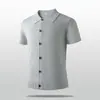 Camisa Polo de Punto con Cuello de Solapa para Hombre de Manga Corta con Botones, Verano 2026, Casual, Versátil, Corte Holgado, Simple, Retro, Ropa para el Trabajo
