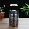 Atacado Grau Alimentício Selado a Vácuo Vidro Cozinha Recipiente para Alimentos Garrafas de Armazenamento Potes para Grãos de Café Chá de Flores Frutas Secas