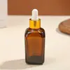 Frasco Quadrado de Vidro Marrom à Prova de Luz para Óleo Essencial, Frasco para Essência, Frasco com Conta-gotas de Vidro, Frasco Original de Alta Qualidade para Líquidos