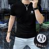 Hermosa camiseta delgada y moderna con letras, de algodón mercerizado para hombre, cuello redondo, manga corta, primavera y verano, nueva industria pesada.