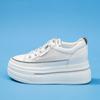 Zapatillas Blancas de Malla con Suela Gruesa de 7 cm de Altura Creciente para Mujer, Piel Genuina, Verano 2026, Zapatos de Plataforma Pequeños, Zapatillas Casuales
