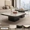 Mesa de Centro Quadrada de Rocha de Alta Qualidade Estilo Italiano Luxo Leve Apartamento Pequeno Simples Sala de Estar Minimalista Ecológico Eo