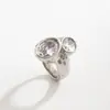 Anillo de Acero Inoxidable con Textura de Lava Estilo Transfronterizo Europeo y Americano para Mujer, Joyería de Anillo Minimalista Irregular con Microincrustaciones de Circonita