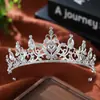 Europeo y Americano Transfronterizo Más Vendido Boda Nuevo Tocados Incrustados con Pedrería Cristal Semicírculo Novia Redonda Aleación Corona Corona de Reina
