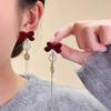 Pendientes de Terciopelo Borgoña con Imitación de Perla Rosa Estilo Retro de Hong Kong para Otoño e Invierno, Pendientes Elegantes y de Alta Gama, Nuevo Estilo 2023