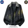 Jaqueta de veludo cotelê de alta qualidade com design da marca NASA para homens, moda casual versátil de outono, casaco de ponta