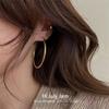 Anillo de verano aretes femeninos plata s925 temperamento comodín aretes grandes redondos exagerados alto sentido clip para la oreja hebilla para la oreja venta al por mayor