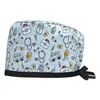 Gorro de Enfermera con Estampado de Algodón Puro con Borde Negro de Aliexpress, Gorro de Dibujos Animados Delgado de Verano para Belleza, Gorro Sanitario, Gorro Quirúrgico, Ajustable