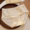 Ropa Interior de Algodón Puro con Costuras de Encaje Francés para Mujer de Cintura Media 10A Bacteriostático Fondo Entrepierna Malla Pura Calzones de Niña
