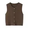 Roupas femininas transfronteiriças 2026 Moda europeia e americana casual colete de tricô sem mangas com botões e decote V C526985