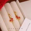 Electrochapado en Oro Real, Hazte Rico Inmediatamente, Pendientes de Caballo Rojo para el Año de Nacimiento, Lujo Ligero, Sensación de Alta Gama, Pendientes de Diseño para Mujer