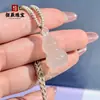 Pingente de Fechadura de Lingote de Calcedônia Branca Natural de Alta Qualidade, Novo Estilo Chinês Pingente de Colar de Ágata Tipo Gelo em Forma de Cavalo Tridimensional