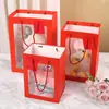 Nova Sacola de Presente Transparente para Flores Novo Buquê Janela Extra Grande Saco de Presente para Aniversário Temporada de Formatura Dia dos Namorados Bolsa de Mão