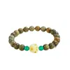 Pulseira de Contas de Sândalo Verde Bodhi Garra de Gato Feminina Estilo Étnico Retrô Literário Pulseira de Jade Dongling Ágata Joia