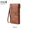 Carteira Feminina Nova Transfronteiriça Rfid Antimanética, Carteira Longa Dobrável Retro de Grande Capacidade, Bolsa de Mão Clutch de Moda Multifuncional