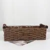 Cesta de Almacenamiento Cuadrada Tejida con Cuerda de Papel para el Hogar Cesta de Almacenamiento Tejida con Patrón de Ola con Asa Cesta Tejida para Organizar el Escritorio