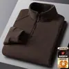 [Lana de Oveja] Chaqueta Cálida de Forro Polar con Media Cremallera Otoño e Invierno para Hombre Cuello Alto Espesada con Terciopelo Camiseta Base de Manga Larga Sudadera