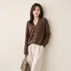 Novo Cardigã Casual Estilo OL Outono 2026 Japonês e Coreano Gola V Suéter Regular Malha Feminina