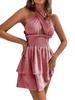 2022 AliExpress Amazon Vestido Nuevo de Chifón para Mujer Europeo y Americano con Tiras para Colgar del Cuello y Espalda Descubierta