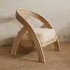 Silla Individual de Mimbre Estilo Nórdico para Apartamentos Pequeños, Sala de Estar, Uso Doméstico, Estilo Wabi-Sabi, Balcón, Sofá con Respaldo, Silla Tejida de Mimbre