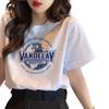 Camiseta de Algodão Solta de Manga Curta Feminina Verão 2024 Nova Coreana Combina com Tudo Estampada Tamanho Grande Blusa Feminina Atacado