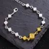 Pulseira Quadrada de Flores Tangcao de Contraste Dourado e Prata de Alta Qualidade Europeia e Americana Nicho Exquisito Luxo Acessível Versátil Cubo Mágico Acessórios Hip-Hop