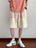 Shorts Masculinos de Verão Plus-Size Retrô Americano Casuais Soltos High Street Emagrecedores Esportivos de Comprimento Médio