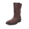 Botas de Piel de Vaca de Primera Capa hasta Media Pantorrilla para Mujer, Nuevo Estilo Piel Genuina Punta Redonda Desgastadas Tacón Bajo sin Cierre Casual Botas Martin