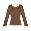 Nuevo Estilo Otoño e Invierno Abrigo Base de Encaje Francés con Almohadillas en el Pecho, Top Moldeador de Cuerpo Transpirable Cuadrado de Manga Larga de Moda y Versátil con Temperatura Constante