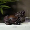 Ornamentos Portáteis Artesanais de Madeira de Sequóia Esculpida em Pequenas Peças de Madeira de Agarwood Light Back Dragon Turtle para Homens e Mulheres