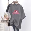 Ropa de lactancia de talla grande para salir, camiseta holgada de verano de manga corta y longitud media, camiseta de lactancia posparto para mamás atractivas.