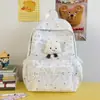 Mochila con Ribete de Encaje Azul Claro Niebla Estrellada para Estudiante de Secundaria Junior Mochila para Estudiante de Preparatoria Femenina Bolsa Versátil de Doble Hombro para Viajes