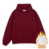 Sudadera con Capucha JINBU 500G de Capa de Aire Cálido Pesado, Color Sólido, con Forro de Felpa y Capucha Engrosada para Hombres y Mujeres en Otoño e Invierno