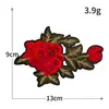 Venta caliente bordado de computadora estilo nacional rosa flor roja grande parches de tela bordada sin costura parche adhesivo termofusible accesorios para ropa