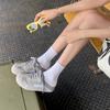 Estilo Perezoso Cómodos Combinan con Todo Aire Trasero Zapatos Casuales 2025 Malla Combinación de Colores Cuero Cordones Casual Ropa Exterior Media Pantuflas para Mujer