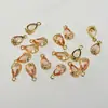 Nuevo Colgante de Zircón Flor de Ciruelo con Borde de Cobre Forma de Gota de Agua Pendientes Hechos a Mano DIY Collar Materiales y Accesorios para Joyería