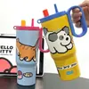 Taza Térmica Nueva con Asa, Portátil para Estudiantes, Acero Inoxidable 316, Gran Capacidad, Alto Valor Estético, Taza con Popote, Taza para Coche