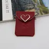 Ranura Simple para Tarjetas Hebilla de Corazón Portatarjetas de Cuero Funda para Teléfono Billetera para Monedas Se Puede Combinar Libremente con Cordón Correa para el Hombro Soporte para ID