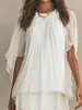 Vestido de Chifón Blanco Estilo Resort Nuevo Estilo Primavera 2026 para Mujer, Falda Corta Suelta y Fluida, Vestido de Playa Estilo Europeo y Americano