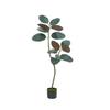 Planta Verde Simulada Árbol de Caucho Diamante Negro Estilo Wabi-Sabi Planta Artificial de Interior de Pie Adornos de Alta Gama Adornos de Planta Verde