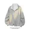 Chegada Nova Outono 2026 Estilo Hong Kong Branco Tamanho Grande Algodão Chinês Cardigan Moletom M-5X HW26642-TeP38