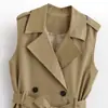 Ropa de Mujer Transfronteriza Verano 2026 Moda Europea y Americana Versátil Chaleco de Doble Botonadura con Doble Cuello y Cinturón para Mujer A712078
