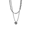 Dulce y Fresco Diseño de Nicho Colgante de Corazón Collar Apilado de Doble Capa para Mujer de Moda Ins Lujo Ligero Personalidad Cadena Simple para Suéter