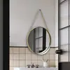 Espejo Redondo Minimalista Nórdico de Pared, Espejo de Maquillaje de Pared para el Hogar, Espejo de Baño, Espejo de Tocador de Lujo Ligero