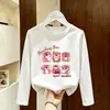 Camiseta de manga larga para niña 2026 primavera y otoño elegante camiseta básica de algodón puro para niños mayores con diseño de dibujos animados top de moda