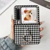 Estilo de Lujo Ligero Adecuado para Funda de Teléfono Huawei Pura X, Funda Protectora Plegable con Patrón de Houndstooth y Hebilla de Diamante, Cobertura Completa Anti-Caídas para Hombres y Mujeres