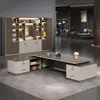 Mesa de Escritório e Cadeira para Chefe Combinação Moderna Simples Mesa Executiva Presidente Gerente Supervisor Mobiliário de Escritório de Alto Padrão