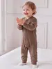Ropa de Bebé Suave de Algodón Terciopelo Otoño e Invierno Body de Manga Larga para Recién Nacido Clase A Unisex Mono Base Cepillado para Bebé