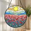 Cruz Sol Tulipa Vidro Colorido Pingente Ornamento de Vidro para Pendurar em Casa Decoração de Janela Jardim Pegador de Sol